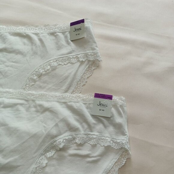 2 PACK JENNI Women Bikini Panty Size 2XL White Lace Detail Cotton - Picture 2 of 9